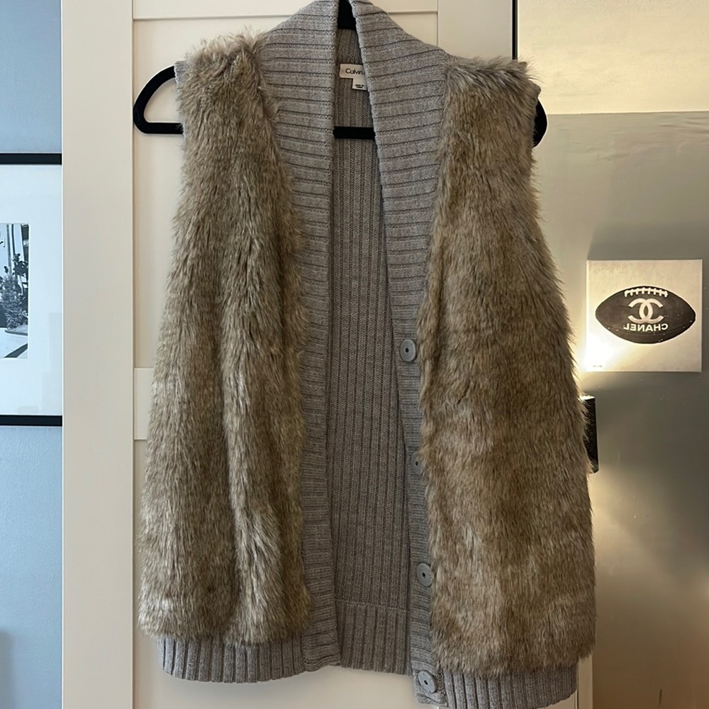 Calvin Klein faux fur vest